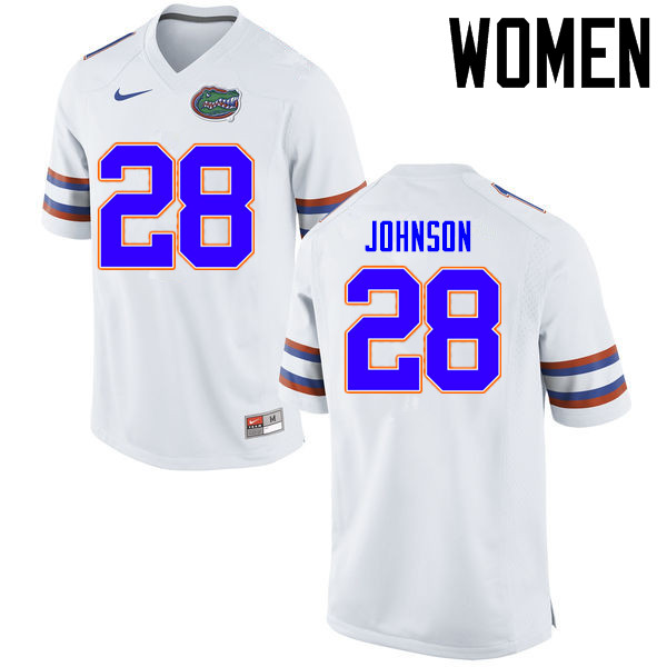 Women Florida Gators #28 Kylan Johnson College Football Jerseys Sale-White
